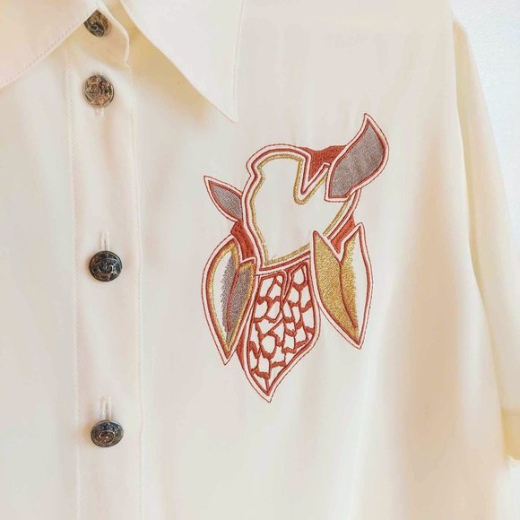 Vintage cream short-sleeve shirt - Picture 2 of 3